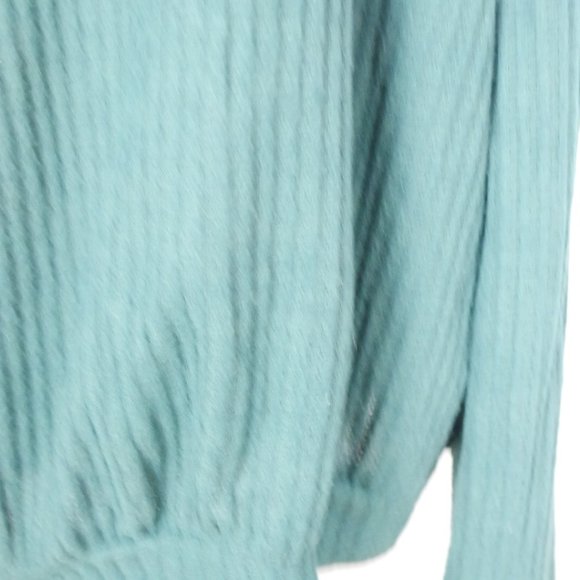 Fantastic Fawn Soft Forest Dark Green Waffle Knit Long Sleeve V Neck Top Large - Picture 6 of 10